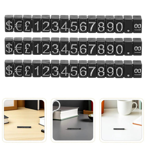 12 Set Jewelry Price Display Cubes With Black Numeric Blocks And Flexible Price Sign Labels for currency and price updates