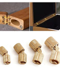Retro Brass Hidden Barrel Hinge For Cabinets And Jewelry Boxes Concealed 180 Degree Silent Cabinet Hardware, four brass hinges shown