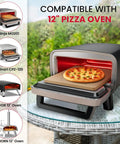 Durable Cordierite Pizza Stone For Oven And Grill 12 Inch Square Bake Stone installed in a 12-inch pizza oven on a table