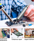 Heavy Duty Desoldering Pump With Strong Suction For PCB Repairs used on circuit board in workshop.