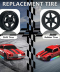 1:24 RC Drift Car 4WD With 2.4GHz Radio featuring pro drift tires and rubber tires, red model with LED lights, great gift idea