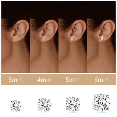 All Day Comfort Hypoallergenic Titanium Earring Set For Sensitive Ears With F136 Implant Grade Titanium 20G Studs Featuring Round Princess Cut Square And Ball Cubic Zirconia For Women And Men Nickel Free Cadmium Free, 3mm-6mm studs