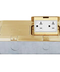 Dual Pop-Up Floor Box Kit With Brass Cover, 8.68 x 4.81 Inch Opening, 20A Tamper-Resistant Receptacles, Model 962301-C