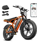 Solid Ride Adult Electric Bike With Upgraded 48V Removable Battery And Dope 1500 Watt Peak Motor in vibrant orange, showcasing fat tires and digital app.
