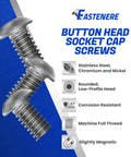 Badass 1/4-28 X 3/8 Button Head Socket Cap Screws Cut From 18-8 Stainless Steel With Full Threading And Allen Key Drive, showing two screws.