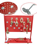 Beast Of A Car Frame Repair Machine With Puller And Straightener For Auto Body Restoration, tool display with red hooks and pegs