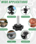 Durable Black Star Knobs With 1/4-20 Thread for camera stand, umbrella stand, and mechanical uses, carbon steel, star grip.