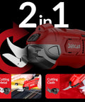 Cordless Electric Scissors For Fabric, Cardboard, And Plastic Cutting Tool with two replacement blades in action