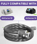 Insulated Warming Climate Line CPAP Hose for AirSense 10 and AirCurve 10, 6 foot S10 tube, coiled, compatible devices shown