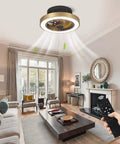 Enclosed Low Profile Ceiling Fan With Light In Modern Gold 3 Color Dimming LED Lights 6 Speed Indoor Ceiling Fan For Living Room