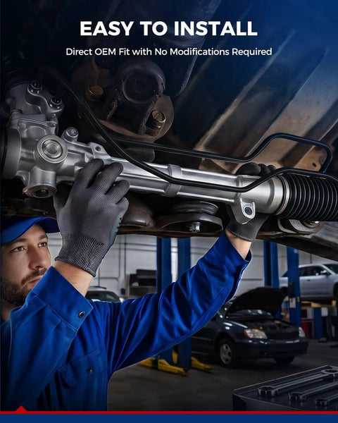 Technician installing Power Steering Rack And Pinion Assembly For Toyota Tundra 2000 2006 And Sequoia 2001 2007 With Inner Tie Rods