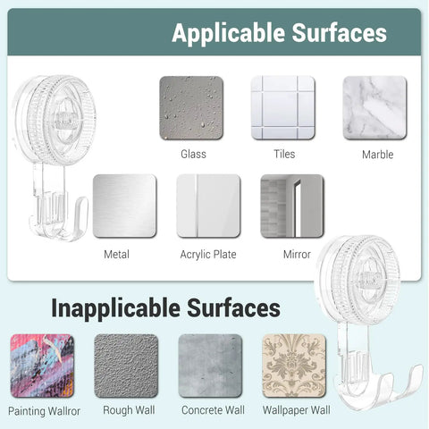 Budget Friendly Vacuum Suction Cup Hooks Set Four Piece Reusable Waterproof Shower Hangers For Bathroom Kitchen Office Storage And Organization Razor Holder Wreath Hook And More