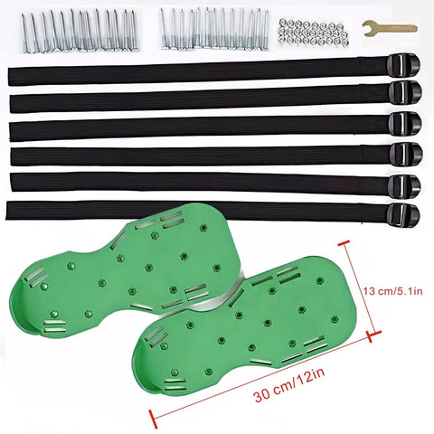 Upgraded Lawn Aerator Shoes With 26 Stainless Steel Spikes, adjustable straps, and tools for easy yard aeration and comfort.