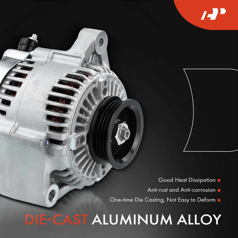 Drop-In Beefed-Up 95Amp 12V Alternator For Honda CR-V 1997-2001 with die-cast aluminum alloy and 4-groove pulley.