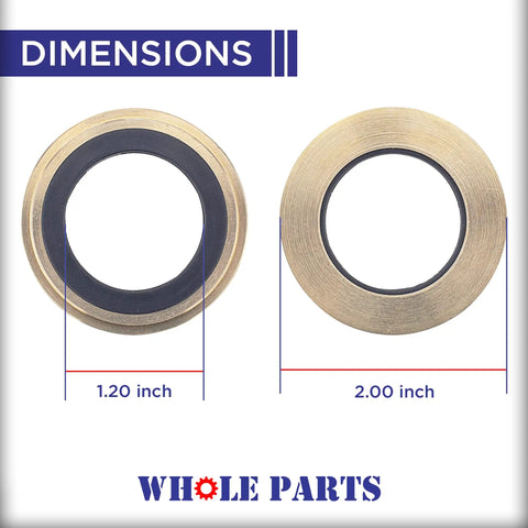 Beefed Up Whole Parts Washer Tub Seal Kit 5303279394 Main Center Seal Assembly dimensions 1.20 inch and 2.00 inch sizes.