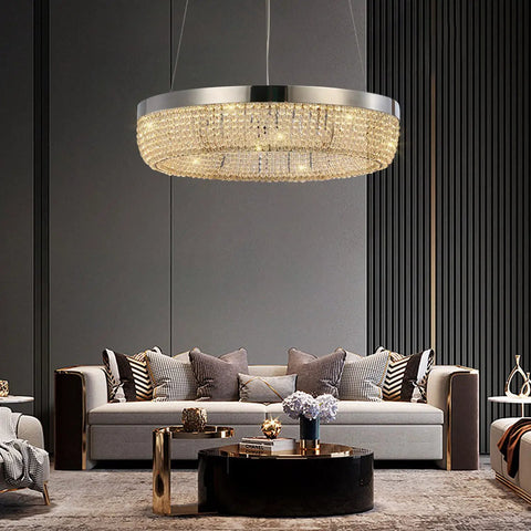 Modern Crystal Chandelier Ceiling Lights Fixture Pendant Lighting Orb Ring Chandelier Contemporary Hanging Ceiling Light With Adjustable Stainless Steel Cable For Living Room Dining Room Foyer Hallway 16 Inch Wow Factor