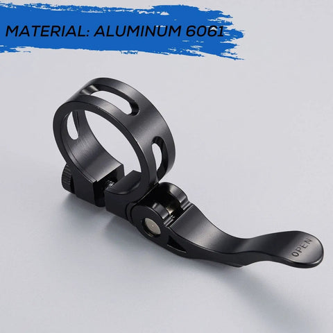 34.9mm Adjustable Bicycle Seatpost Clamp with Quick Release Aluminum Alloy Build No-Slip Secure Grip and Centered Alignment Black KC89
