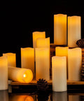 Flameless LED Candles Set Of 12 Ivory Real Wax Pillar Candles 2.2 Inch Diameter By 5 Inch Tall With Remote 24 Hour Timer display