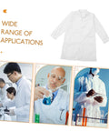 Mens Long Sleeve Lab Coat For Doctors And Medical Students Unisex Clinical Coat displayed with medical professionals in labs.