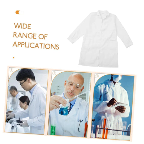 Mens Long Sleeve Lab Coat For Doctors And Medical Students Unisex Clinical Coat displayed with medical professionals in labs.