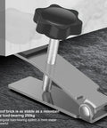 Pro Workhorse Tile Lifter Tool With Thick Shock Absorbing Pad Multi Function Height Adjustment For Hassle Free Heavy Duty Ceramic Slate And Stone Moving close-up of adjustment knob and lifting pad.