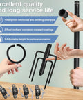 Hands assembling Adjustable 10 Foot Outdoor String Light Poles For Yard And Patio with accessories and steel pipe components.