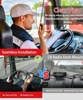 Driver using Heavy Duty 16AWG 1.5M CB Radio Power Cord in truck, showing clear windshield view without messy wires.