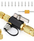 All-In-One 1/4 And 5/16 Inch Dual Valve Core Removal Tool Kit With Mega Flow 20 Micron Vacuum Rated Core Remover and Parts