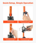 VEVOR cabinet jack pole 8-pack: orange telescoping steel rod with base pad, adjustable knob, and clamp attachment