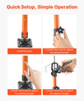 VEVOR 4-Pack Cabinet Support Poles showing quick setup instructions for adjustable steel jack props.