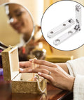 20 Pieces Zinc Alloy Box Hinges 90 Degree Decorative Folding Hardware For Jewelry Boxes And Mini Furniture, Silver Finish