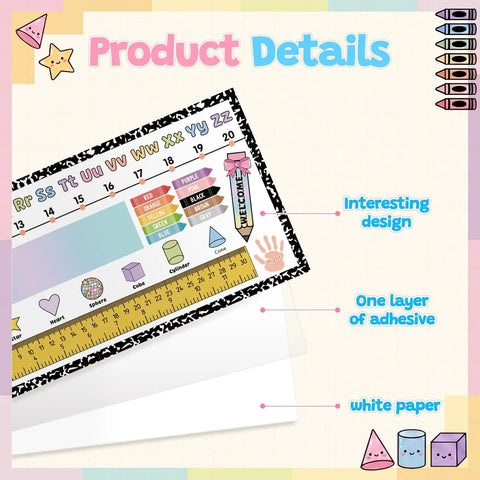 60 Pcs Classroom Desk Name Tags Set With Alphabet Number Line 100 Chart Addition And Ruler For 1st Through 3rd Grade Detail View