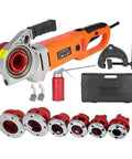 This Heavy Duty Electric Pipe Threader Packs A Punch With Its Powerful 2300 Watt Motor And Full Copper Core For Maximum Efficiency. It Comes With 6 Changeable Die Heads Ranging From Half To Two Inches For Versatile Use On Pipes Between Twenty Millimeters.