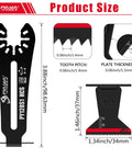 90 Degree Reach Oscillating Saw Blade For Narrow Corners And Tight Spaces, 1 11 32 inch, HCS, 65Mn, product size details