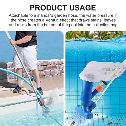 Screw Man Quick Coupler 2 pcs in a shot: metal pool vacuum pole with orange/blue coupling and blue vacuum head.