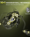 Sharky X Spinning Reel With Six Point Two To One Gear Ratio And Carbon Fiber Drag 33 Lb And Thirty Nine And A Half Pound Ten Plus One Stainless Steel Bearings Ultra Lightweight Nylitech Body For Freshwater And Saltwater Fishing, focus on 10+1 Maxidur ball bearings and double shielded stainless steel design, ensuring smooth retrieves.