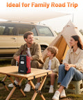 Family camping with All In One Jump Starter With Air Compressor Portable 12V Battery Pack For 9 Liter Gas And 8 Liter Diesel Engines