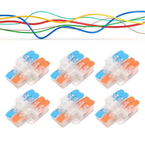 10 Pack Lever Wire Nut Connectors 2 In 4 Out Quick Wiring Connector Set with colorful wires
