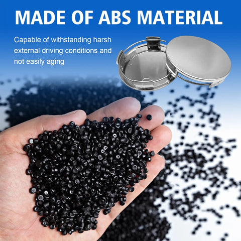 Heavy Duty Snap In Wheel Center Caps 4 Pack Universal Hub Covers with ABS material and black beads showing durability.