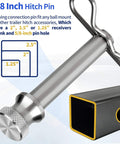 Stainless Steel Five Eighth Inch Hitch Pin And Lock Clip For Two Inch And Two Point Five Inch Receiver Hitches, front view