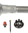 Patented Steering Tie Rod End With Rugged Duty Build, Beefy ArmourGrade Ball Stud, Greaseable IntegraFit Bearing, Heavy Duty Link For Trucks And SUVs, Long Lasting, High Performance Steering Component, shown with castle nut, cotter pin, grease fitting