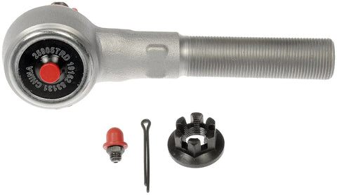Patented Steering Tie Rod End With Rugged Duty Build, Beefy ArmourGrade Ball Stud, Greaseable IntegraFit Bearing, Heavy Duty Link For Trucks And SUVs, Long Lasting, High Performance Steering Component, shown with castle nut, cotter pin, grease fitting