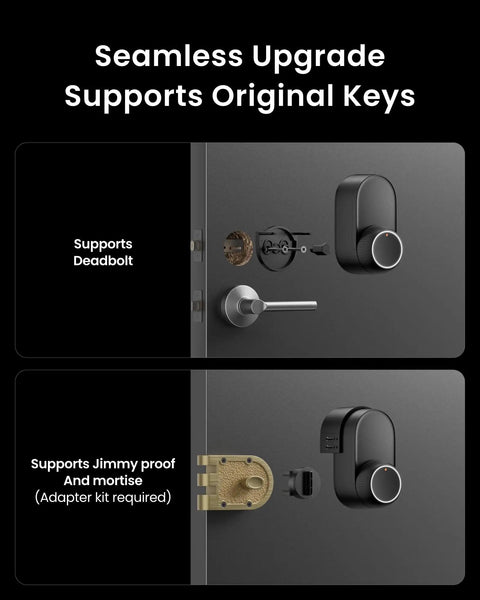 Ultra Touch Smart Door Lock With Keypad And Fingerprint, App Remote Control With Built In WiFi, Auto Unlock, Waterproof And No Fuss Install, Works With Alexa And Google Assistant, Compatible With Jimmy Proof And Mortise Locks installed view