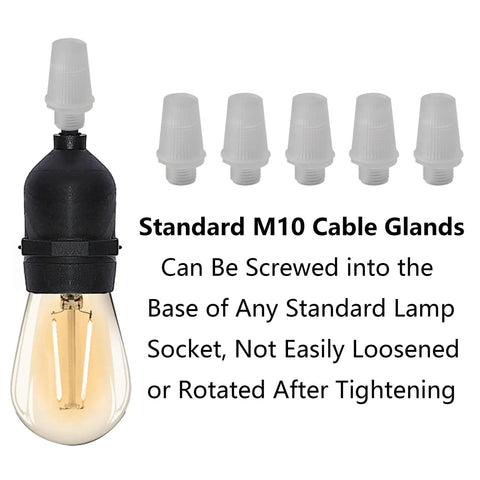 50 Pairs Plastic Pendant Lighting Strain Reliefs For Lamp Sockets M10 Cable Glands Cord Grips, transparent, shown with lamp