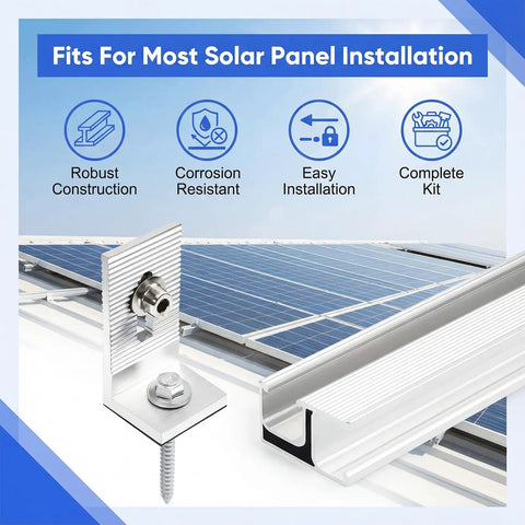 Solar Panel Mounting Rail Kit For 5x320W Arrays With 8 Aluminum Rails Built Tough Adjustable Clamps L Brackets Grounding Lugs