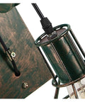 Closeup of Two Pack Retro Industrial Pulley Wall Lamps Vintage Black Rust Metal Sconces E27 Socket with vintage finish and wiring.
