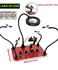 Heavy Duty Welding Stand With Magnetic Flexible Arm Holder And 3X LED Magnifying Lamp For Soldering And Repair on red base