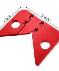 Aluminum Alloy Center Finder Square With 45 Degree Angle Guide Dead Center Layout Tool For Wood And Soft Metal Marking No Fuss Precision Scribing Ruler 5 inch by 4 inch red tool for precise marking.