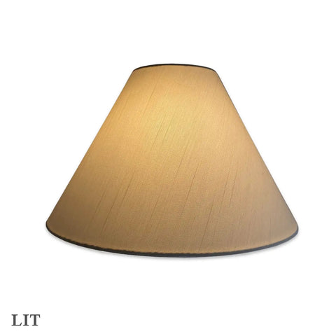 Coolie Empire Hardback Lamp Shade Beige 7x20x12 Inch Silk Type Shantung Exterior With Premium Off White Lining Dope Look, lit
