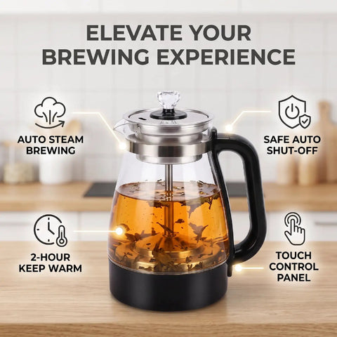 1 Liter Glass Electric Kettle With Keep Warm Function, Rapid Boil Tech, Auto Shut Off Safety, Bpa-Free Borosilicate Build, And An Easy Pour Spout for brewing tea.